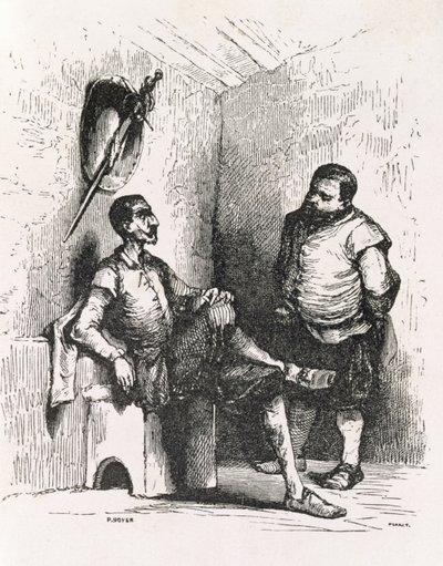Sancho: Měl bych udělat vzácného hospodáře, ilustrace z dějství II, scéna I Dona Quijota v Anglii. Komedie, vyryl P. Soyer od English School