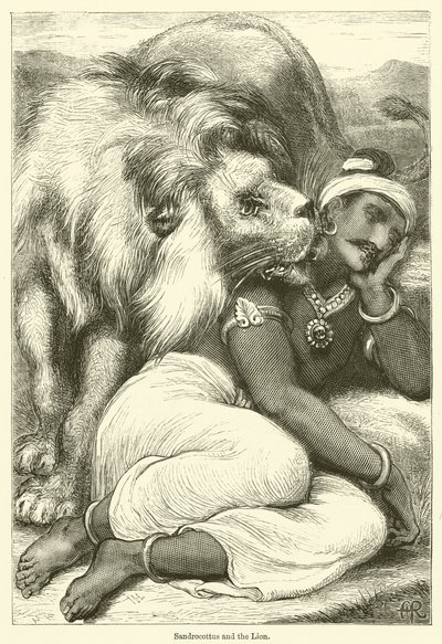 Sandrocottus a lev (rytina) od English School