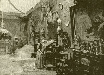 Sarah Bernhardt ve svém ateliéru od English School