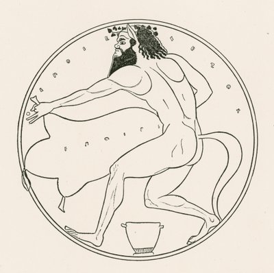 Satyr a vinná kůže (rytina) od English School