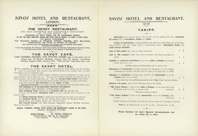 Savojský hotelový tarif, 1900 od English School