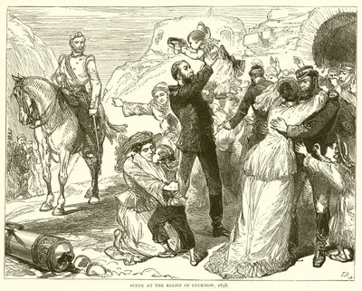 Scéna na reliéfu Lucknow, 1858 od English School