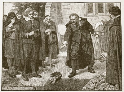 Scéna na Chillingworthově pohřbu, ilustrace z Cassells Illustrated History of England (sépiová fotografie) od English School