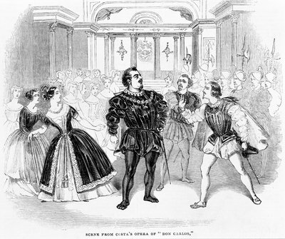 Scéna z Costas Opera of Don Carlos, 1844 od English School