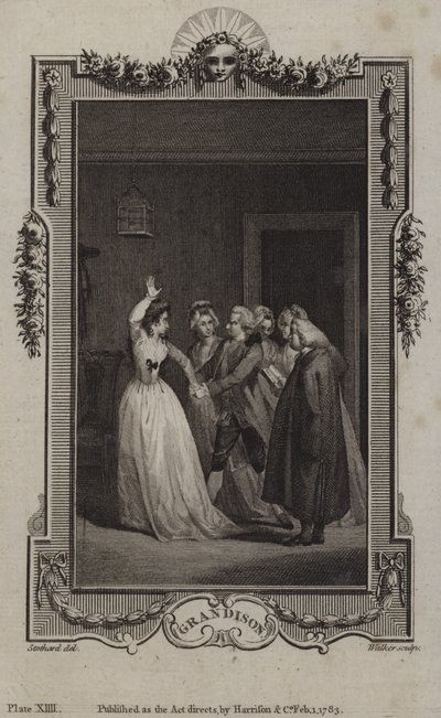 Scéna z Historie sira Charlese Grandisona od Samuela Richardsona od English School