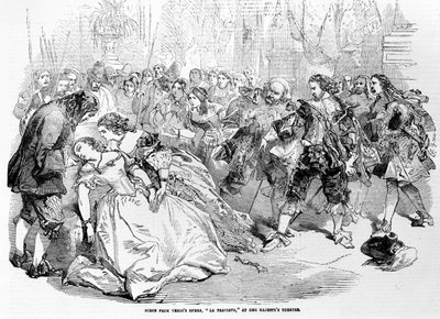 Scéna z Verdiho opery La Traviata v Divadle Jejího Veličenstva, 1856 od English School
