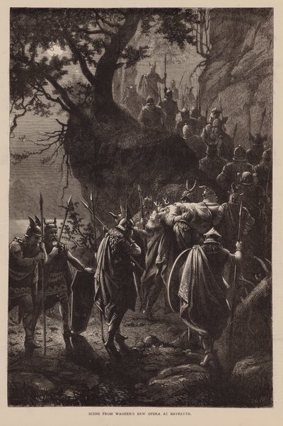 Scéna z Wagnerovy Nové opery v Bayreuthu (rytina) od English School