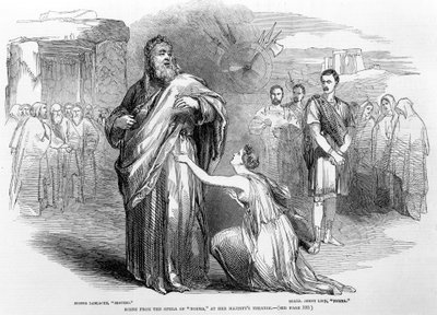 Scéna z opery Norma v divadle Her Majestys Theatre, Londýn, 1847 od English School
