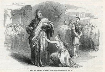 Scéna z opery Norma v Her Majestys Theatre, Londýn od English School