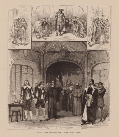 Scény z Gounodovy Nové opery "Cinq Mars" (rytina) od English School