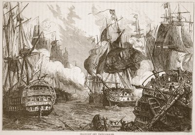Sea-fight off Trincomalee, ilustrace z Cassells Illustrated History of India od Jamese Granta, hospoda. 1879 od English School