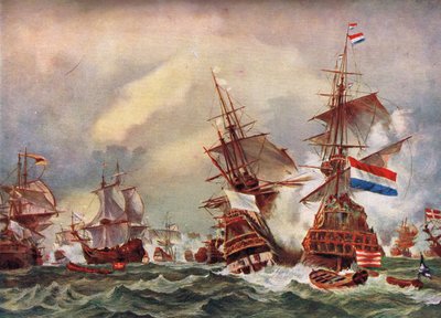 Námořní bitva anglo-nizozemských válek, kolem roku 1700 od English School