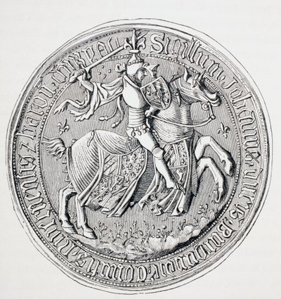 Pečeť Jeana II., vévody z Burgundska, hraběte z Nevers a barona z Donzy, kolem roku 1880 od English School