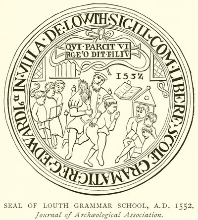 Pečeť gymnázia Louth, AD 1552 od English School