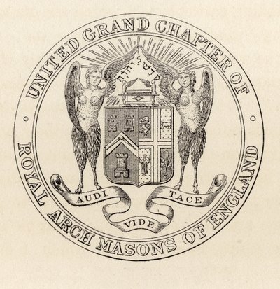 Pečeť United Grand Chapter of Royal Arch Masons of England, 1817, z „The History of Freemasonry, volume II“, vydané Thomasem C. Jackem, Londýn, 1883 od English School