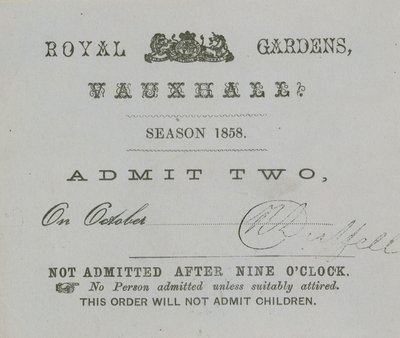 Permanentka, Vauxhall Gardens, Londýn od English School