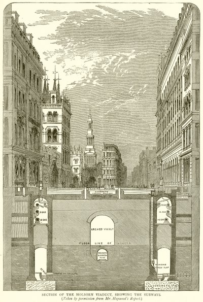 Část Holbornského viaduktu, ukazující podchody od English School