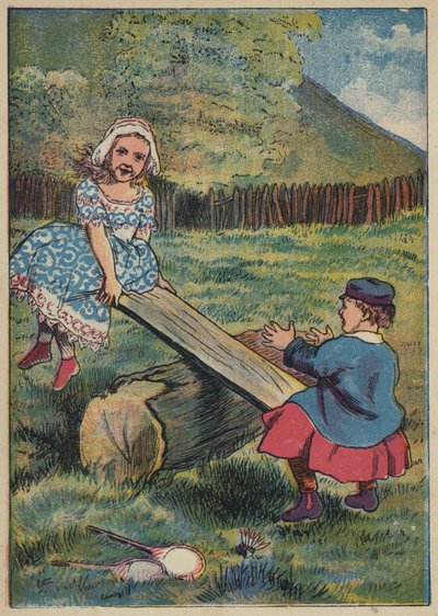 See-Saw, Margery Daw (barevná litografie) od English School