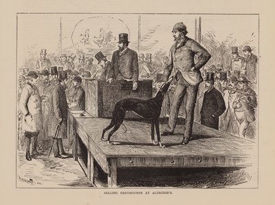 Prodej chrtů u Aldridge (rytina) od English School