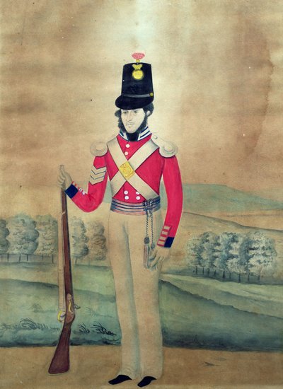 Seržant, britská armáda, c.1815 (wc na papíře) od English School