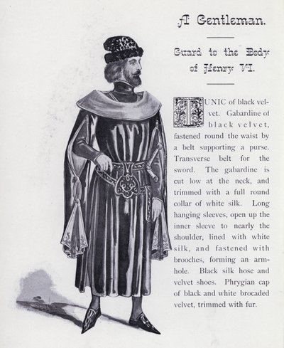 Shakespearův král Richard III.: Gentleman, strážce těla Jindřicha VI. (litho) od English School