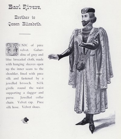 Shakespearův král Richard III.: Earl Rivers, bratr královny Alžběty (litho) od English School