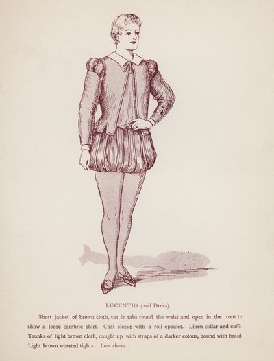 Shakespearovo Zkrocení zlé ženy: Lucentio, 2. šaty (litho) od English School