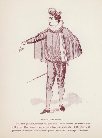 Shakespearovo Zkrocení zlé ženy: Tranio, 2. šaty (litho) od English School