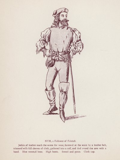 Shakespearovy Veselé paničky z Windsoru: Nym, následovník Falstaffa (litho) od English School