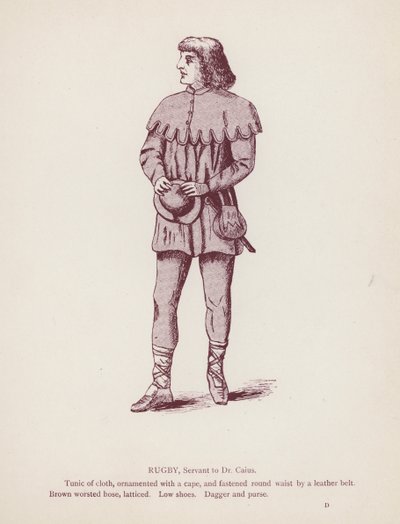 Shakespearovy Veselé paničky z Windsoru: Rugby, služebník doktora Caiuse (litho) od English School