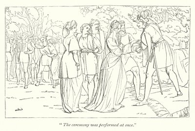 Shakespearova noc dvanáctá; Orsino přijímá Violu z rukou jejího ochránce (rytina) od English School