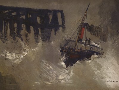 Loď bojující s velkými vlnami (chromolitho) od English School