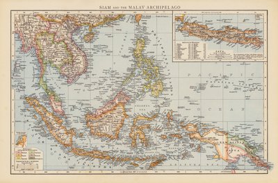 Siam a Malajské souostroví (barevná litografie) od English School