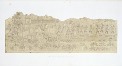 Obléhání a plundrování města, Koujunjik, deska 40 z Ninive a jeho pozůstatky od Austena Henryho Layarda (1817-94), publikováno 1849 od English School