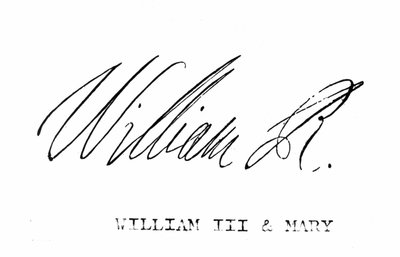 Podpis Williama III z Anglie, z „Národních a domácích dějin Anglie“ od Williama Hickmana Smith Aubrey (1858-1916), publikováno v Londýně, kolem roku 1890 od English School