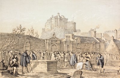 Podepsání smlouvy v Greyfriars Churchyard, Edinburgh v roce 1638, z 