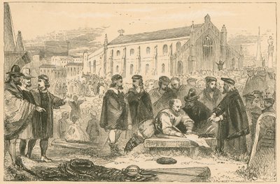Podepsání smlouvy na hřbitově Greyfriars v Edinburghu od English School