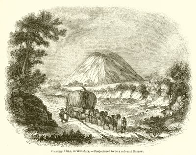 Silbury Hill, Wiltshire. Předpokládá se, že je to kolosální Barrow od English School