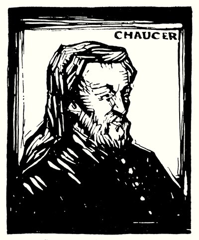 Siluetový portrét, Geoffrey Chaucer (litografie) od English School