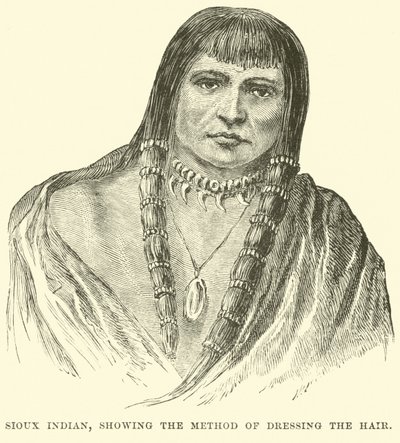 Indián Sioux, ukazující způsob úpravy vlasů od English School