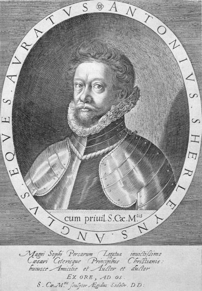 Sir Anthony Sherley (rytina) od English School