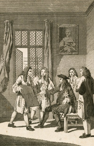 Sir Christopher Wren představuje králi Karlu II svůj plán na přestavbu Londýna od English School