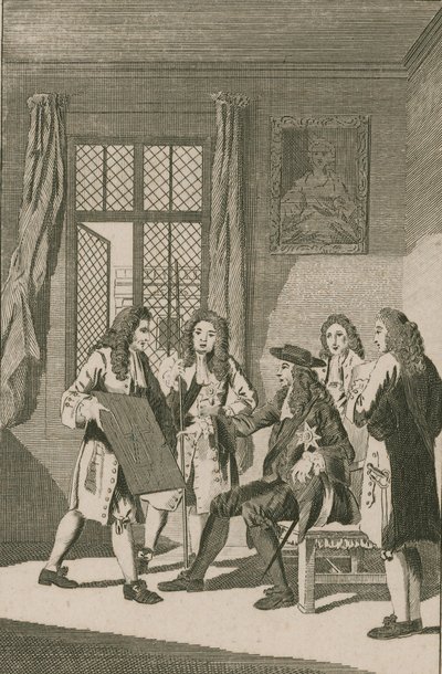 Sir Christopher Wren představuje králi Karlu II. svůj plán na přestavbu londýnské City od English School