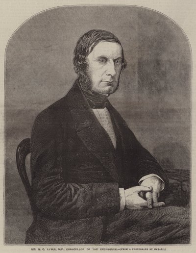 Sir G C Lewis, MP, kancléř státní pokladny (rytina) od English School