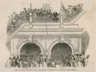 Sir Isambard Brunel odchází z tunelu za jásotu společnosti od English School