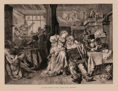 Sir John Falstaff u "Kančí hlavy" v Eastcheapu (rytina) od English School