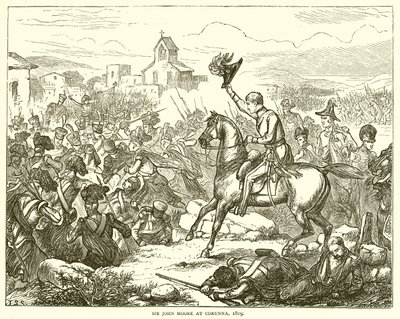 Sir John Moore v Corunně, 1809 od English School