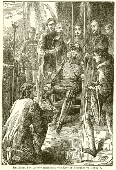Sir Lionel Bra Uemont předává klíče od Harfleur Henry V od English School