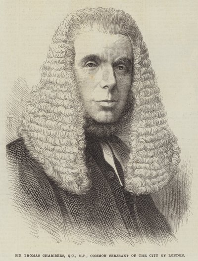 Sir Thomas Chambers, QC, poslanec, Common Serjeant of the City of London (rytina) od English School