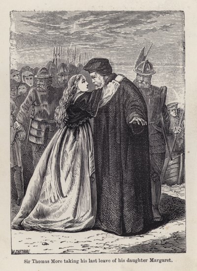 Sir Thomas More se naposledy loučí se svou dcerou Margaret Roper (rytina) od English School